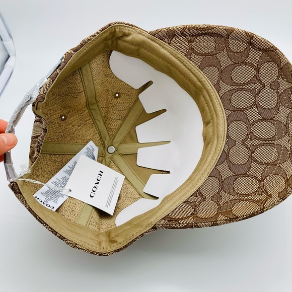 NWT COACH KHAKI SIGNATURE JACQUARD CAP - Picture 6 of 8